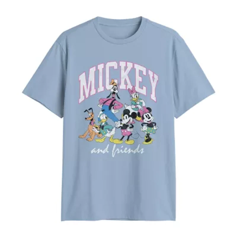 Mens Crew Neck Short Sleeve Regular Fit Mickey and Friends Mouse Graphic T-Shirt