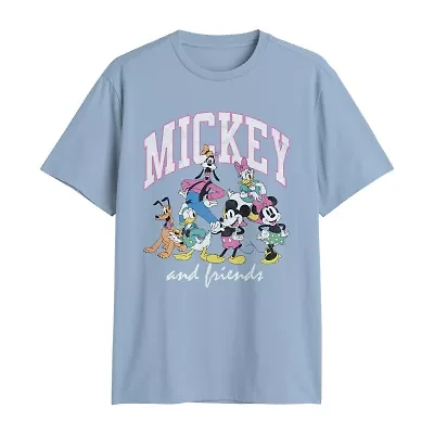 Mens Crew Neck Short Sleeve Regular Fit Mickey and Friends Mouse Graphic T-Shirt