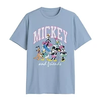 Mens Crew Neck Short Sleeve Regular Fit Mickey and Friends Mouse Graphic T-Shirt