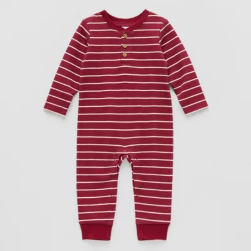 Okie Dokie Waffle Baby Boys Long Sleeve Jumpsuit
