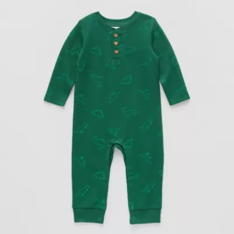 Okie Dokie Waffle Baby Boys Long Sleeve Jumpsuit