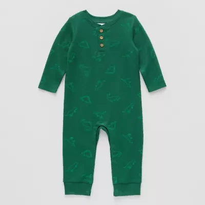 Okie Dokie Waffle Baby Boys Long Sleeve Jumpsuit