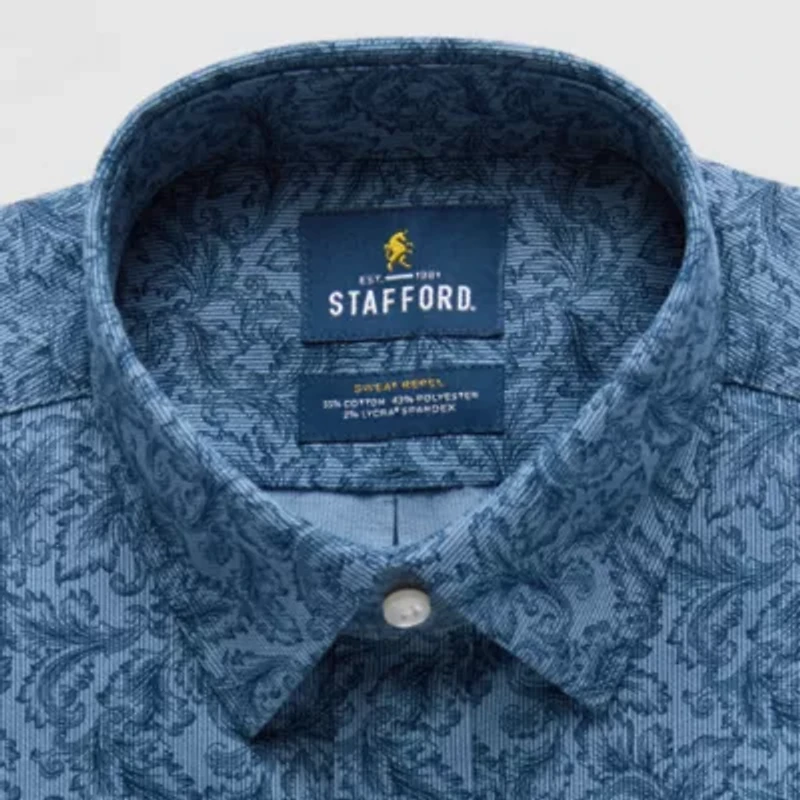 Stafford Advanced Performance Sweat Repel Mens Regular Fit Long Sleeve Dress Shirt