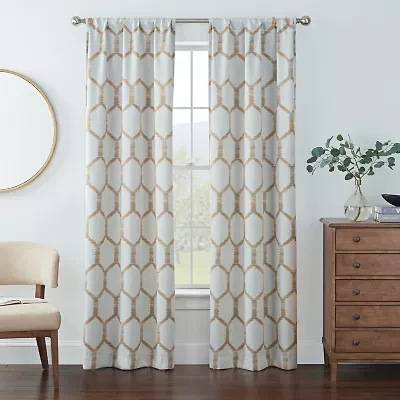 Eclipse Kerry Geo Print Rod Pocket Energy Saving Blackout Set of 2 Curtain Panel