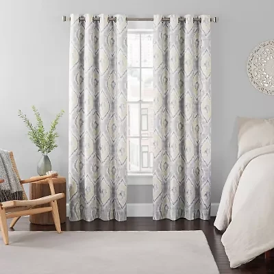 Eclipse Ambiance Ikat Draft Stopper Grommet Top Energy Saving 100% Blackout Single Curtain Panel