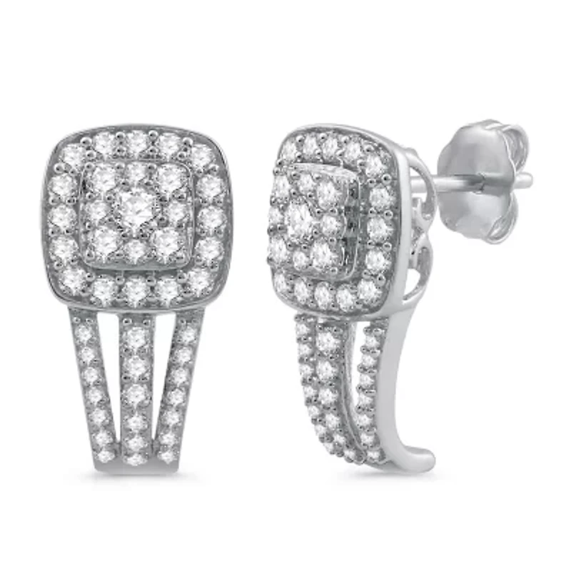 Diamond Blossom Womens 1 CT. T.W. Natural White Diamond 10K Gold Drop Earrings