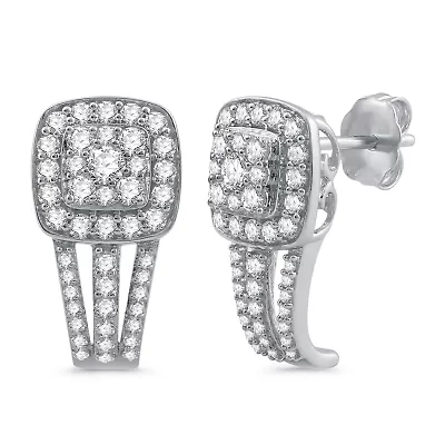 Diamond Blossom Womens 1 CT. T.W. Natural White Diamond 10K Gold Drop Earrings