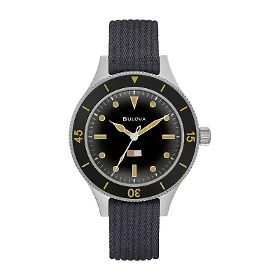 Bulova Archive Series Mens Automatic Blue Strap Watch 98a266