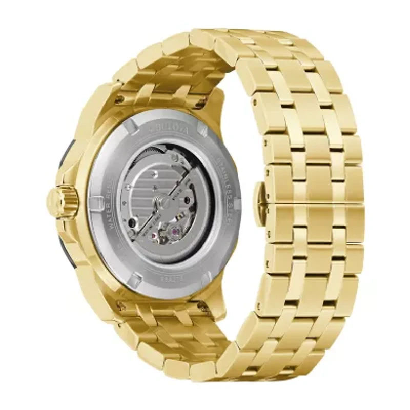 Bulova Marine Star Mens Automatic Gold Tone Stainless Steel Bracelet Watch 98a273