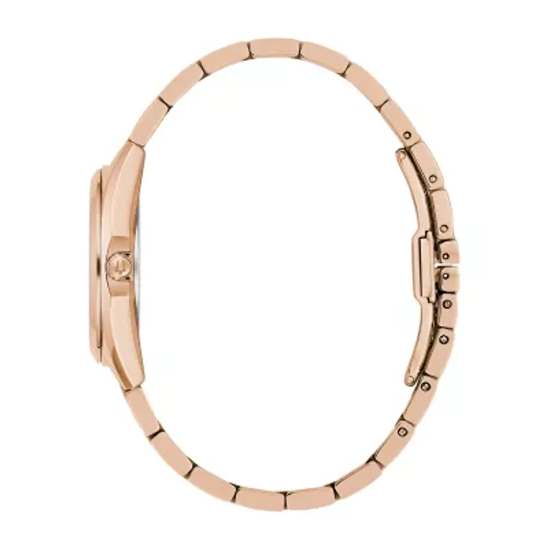 Bulova Surveyor Womens Diamond Accent Rose Goldtone Stainless Steel Bracelet Watch 97p156