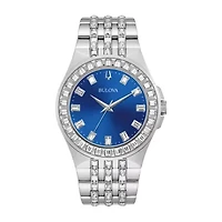 Bulova Phantom Mens Crystal Accent Silver Tone Stainless Steel Bracelet Watch 96a254