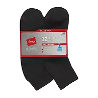 Hanes Ultimate Mens Multi-Pack 12 Pair Quarter Ankle Socks
