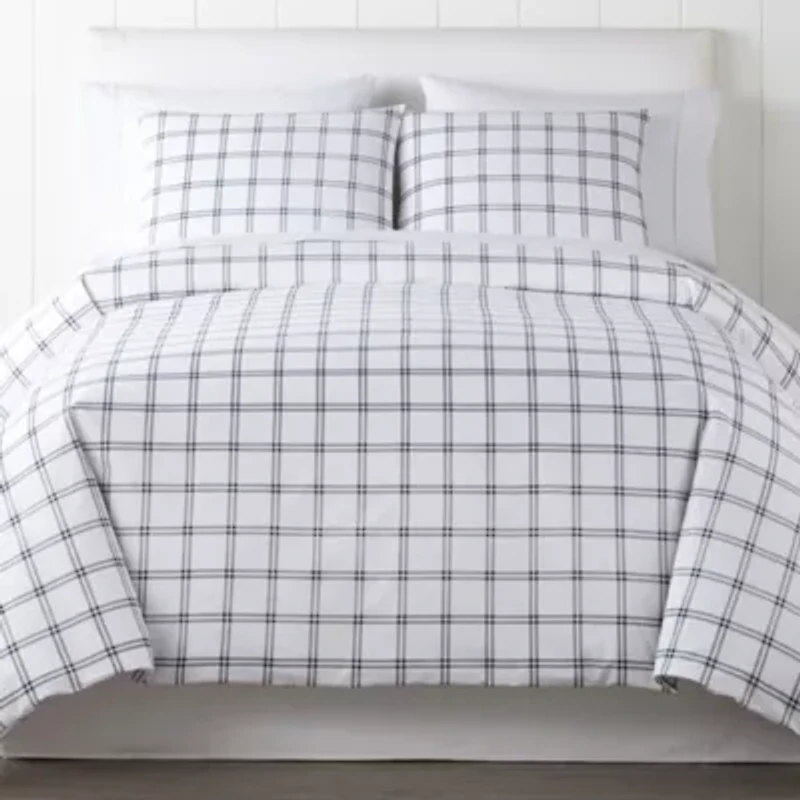 Home Expressions Cotton 3-Pc Print Geometric Duvet Cover Set