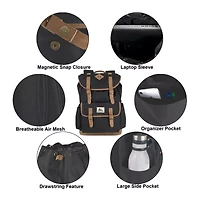 AD Sutton Kelty Flap Drawstring Backpack with Faux Leather Trim