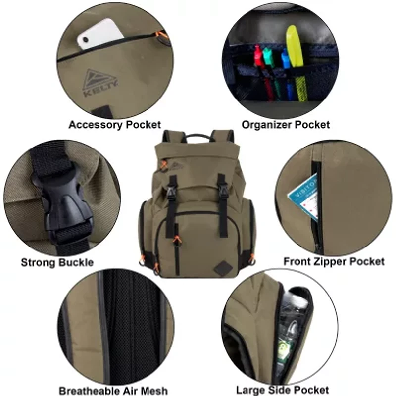 AD Sutton Kelty Deluxe Sport Flap Backpack with Drawstring
