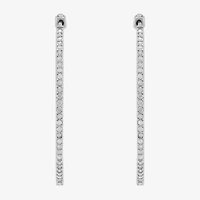 Limited Quantities! Womens 1 CT. T.W. Natural White Diamond Sterling Silver 40.8mm Hoop Earrings