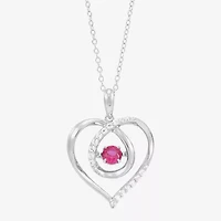 Limited Quantities! Womens Lab Created Red Ruby Sterling Silver Heart 18 Inch Pendant Necklace