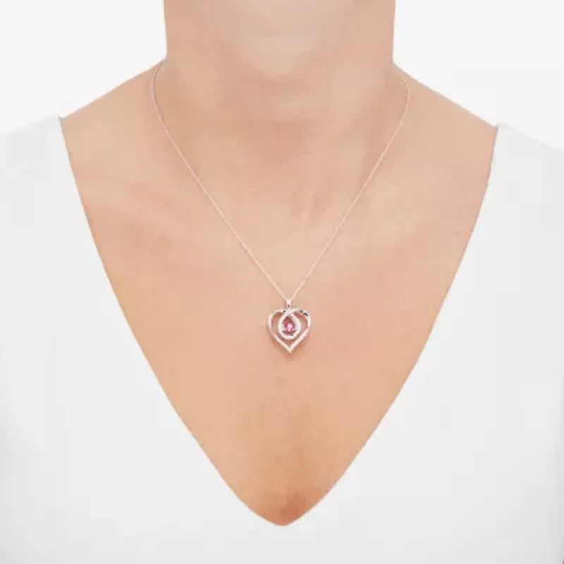 Limited Quantities! Womens Lab Created Red Ruby Sterling Silver Heart 18 Inch Pendant Necklace