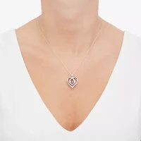 Limited Quantities! Womens Lab Created Red Ruby Sterling Silver Heart 18 Inch Pendant Necklace