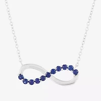 Limited Quantities! Womens Lab Created Sapphire Sterling Silver Infinity / Inch Pendant Necklace