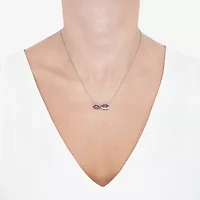 Limited Quantities! Womens Lab Created Sapphire Sterling Silver Infinity / Inch Pendant Necklace