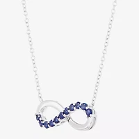 Limited Quantities! Womens Lab Created Sapphire Sterling Silver Infinity / Inch Pendant Necklace