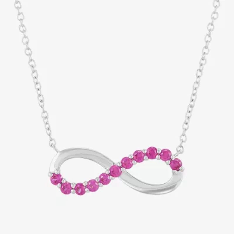 Limited Quantities! Womens Lab Created Red Ruby Sterling Silver Infinity 17 1/2 Inch Pendant Necklace