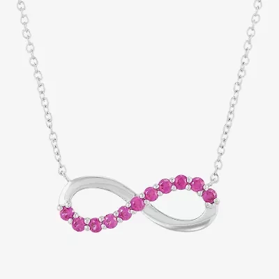 Limited Quantities! Womens Lab Created Red Ruby Sterling Silver Infinity 17 1/2 Inch Pendant Necklace