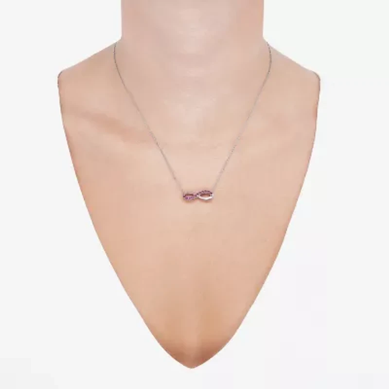 Limited Quantities! Womens Lab Created Red Ruby Sterling Silver Infinity 17 1/2 Inch Pendant Necklace