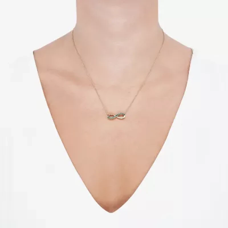 Limited Quantities! Womens Lab Created Green Emerald 14K Gold Over Silver Infinity 17 1/2 Inch Pendant Necklace