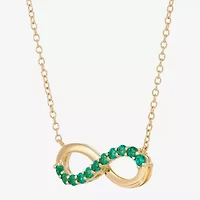 Limited Quantities! Womens Lab Created Green Emerald 14K Gold Over Silver Infinity 17 1/2 Inch Pendant Necklace