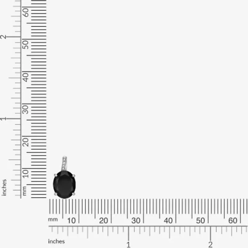 Womens Diamond Accent Genuine Black Onyx Sterling Silver 18 Inch Pendant Necklace