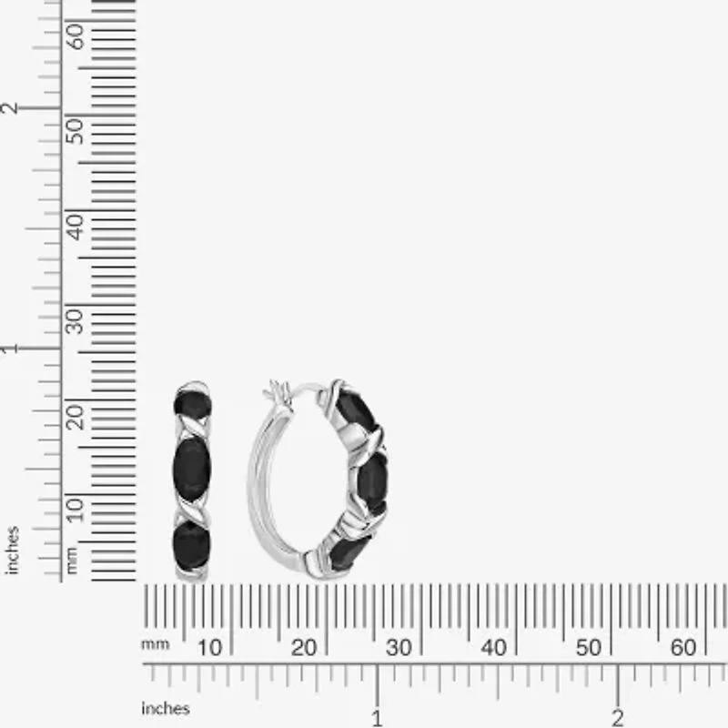 Womens Genuine Black Onyx Sterling Silver 22mm Hoop Earrings