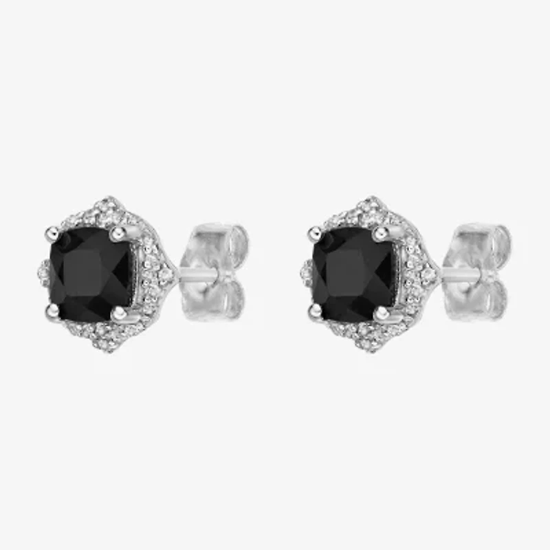 Genuine Black Onyx Sterling Silver 8mm Stud Earrings
