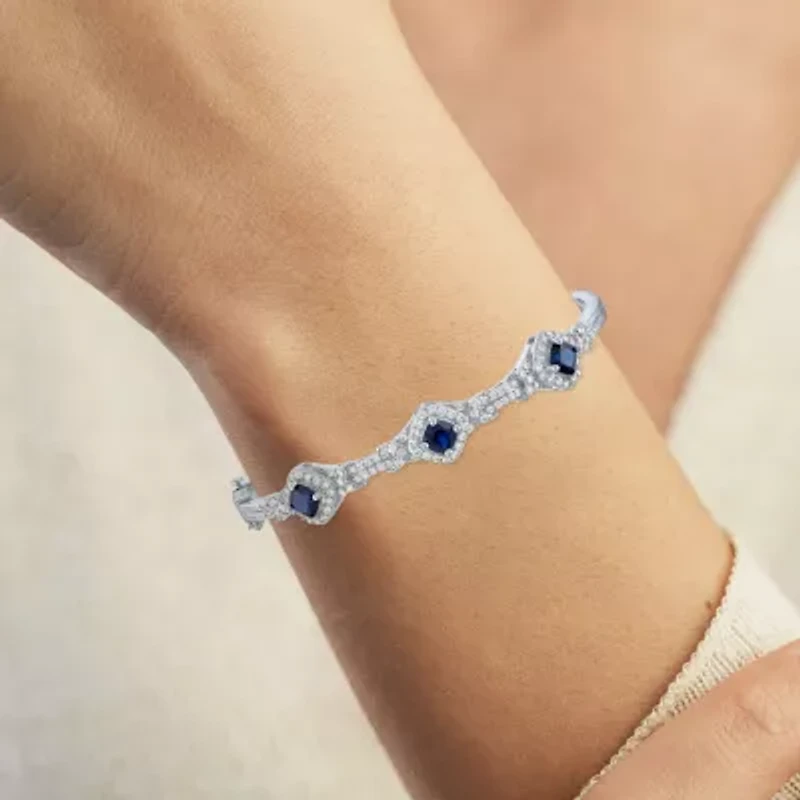 Womens 4-pc. Lab-Created Blue Sapphire & Cubic Zirconia Silver Over Brass Jewelry Set