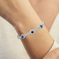 Womens 4-pc. Lab-Created Blue Sapphire & Cubic Zirconia Silver Over Brass Jewelry Set