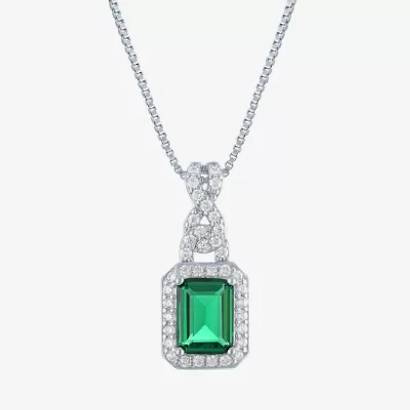 Womens 4-pc. Simulated Emerald & Cubic Zirconia Silver Over Brass Jewelry Set