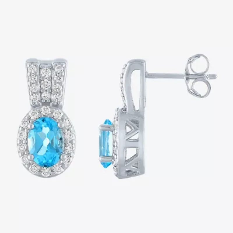 Womens Genuine Blue Topaz Pure Silver Over Brass 4-pc. Jewelry Set