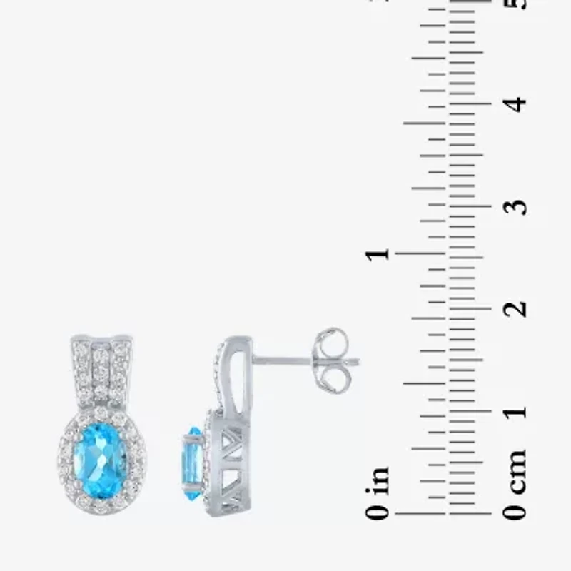 Womens Genuine Blue Topaz Pure Silver Over Brass 4-pc. Jewelry Set
