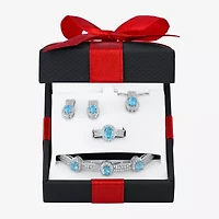 Womens Genuine Blue Topaz Pure Silver Over Brass 4-pc. Jewelry Set