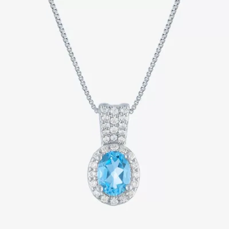 Womens Genuine Blue Topaz Pure Silver Over Brass 4-pc. Jewelry Set