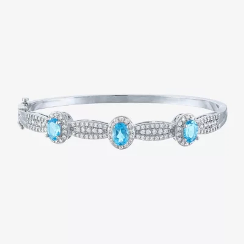 Womens Genuine Blue Topaz Pure Silver Over Brass 4-pc. Jewelry Set
