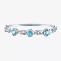 Womens Genuine Blue Topaz Pure Silver Over Brass 4-pc. Jewelry Set