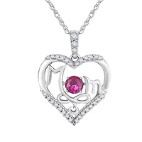 Love in Motion™ Lab-Created Pink and White Sapphire Sterling Silver Mom Pendant 