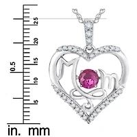 Love in Motion™ Lab-Created Pink and White Sapphire Sterling Silver Mom Pendant 