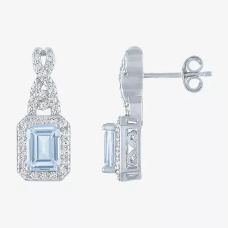 Womens 4-pc. Simulated Aquamarine & Cubic Zirconia Silver Over Brass Jewelry Set