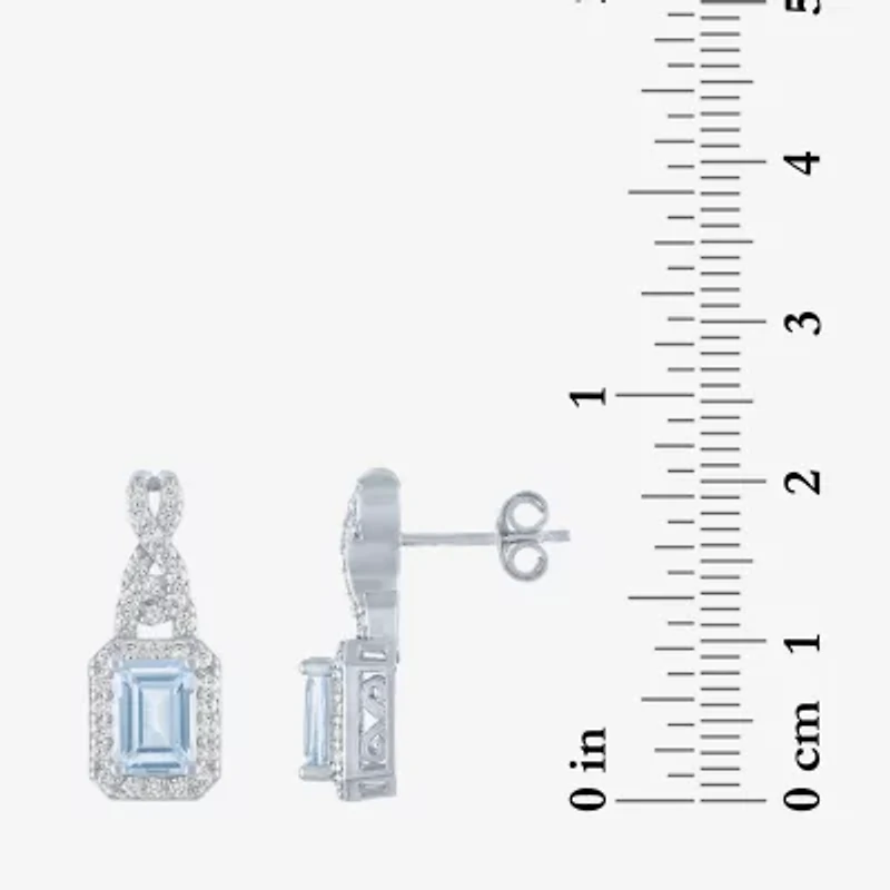 Womens 4-pc. Simulated Aquamarine & Cubic Zirconia Silver Over Brass Jewelry Set