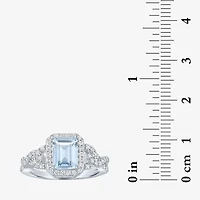 Womens 4-pc. Simulated Aquamarine & Cubic Zirconia Silver Over Brass Jewelry Set