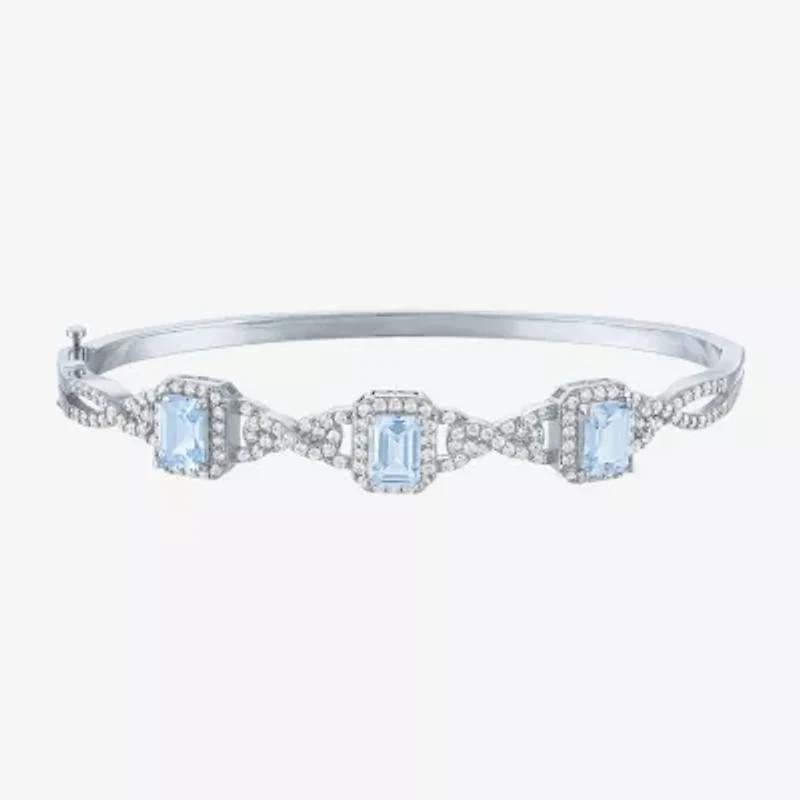 Womens 4-pc. Simulated Aquamarine & Cubic Zirconia Silver Over Brass Jewelry Set