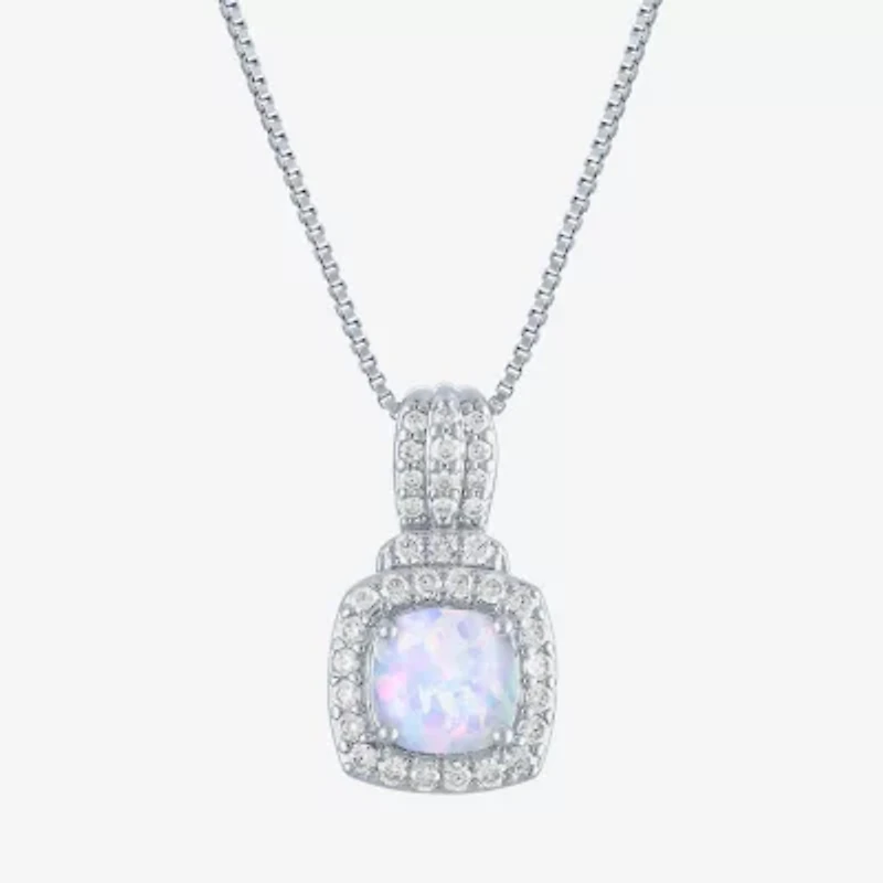 Lab-Created Opal And Cubic Zirconia Pure Silver Over Brass 4Pc Set